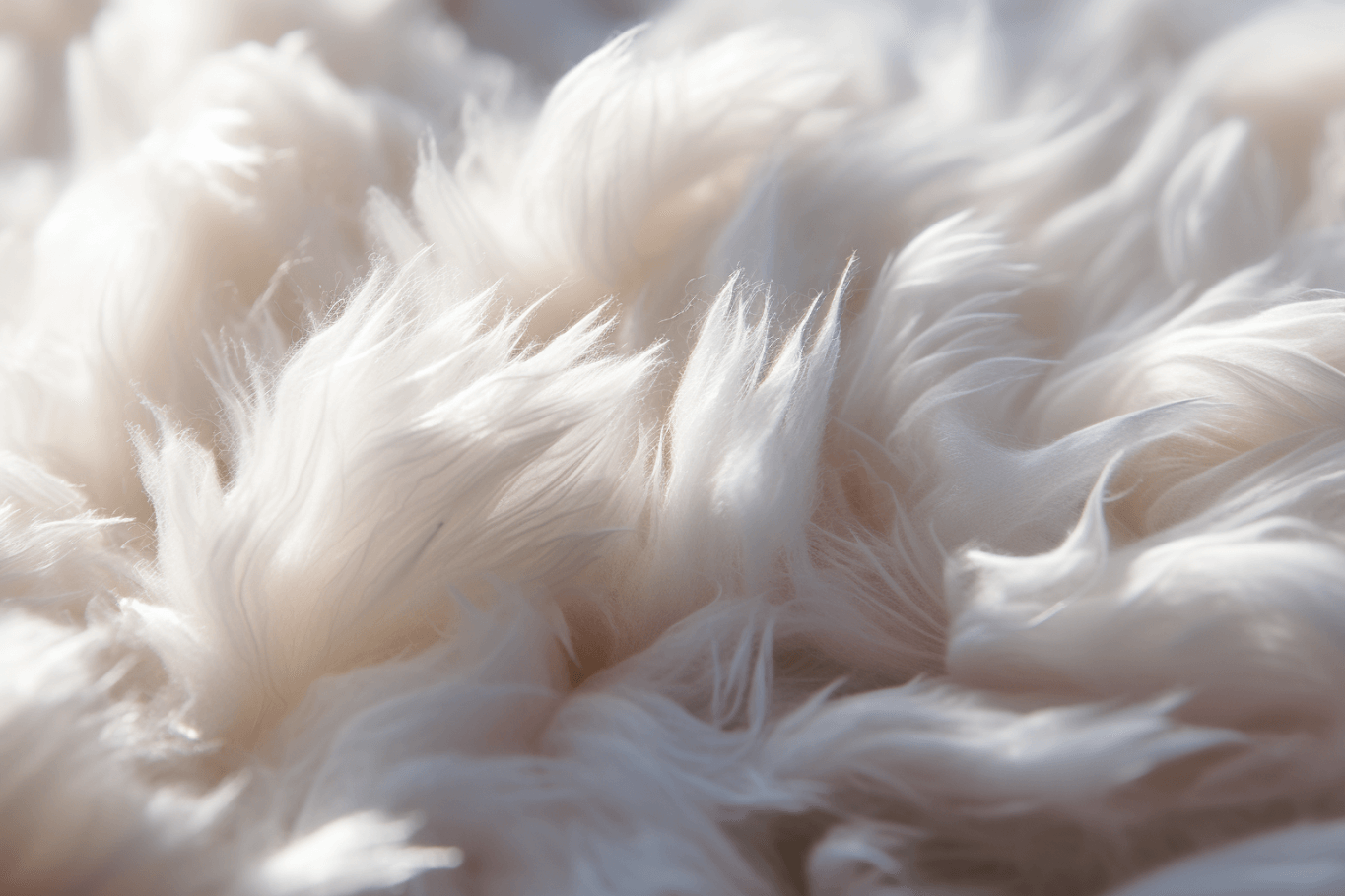 A close-up of beautiful raw white cotton fibres used to make cotton bedding